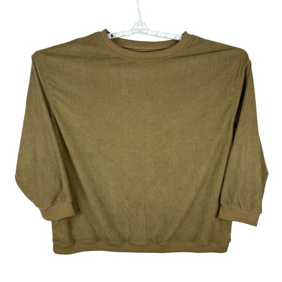 Womens Oversized Ribbed Olive Green Long Sleeve Shirt 4XL - Picture 1 of 4